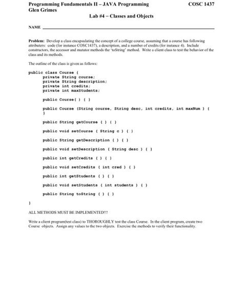 Solved COSC 1437 Programming Fundamentals 11 JAVA Chegg