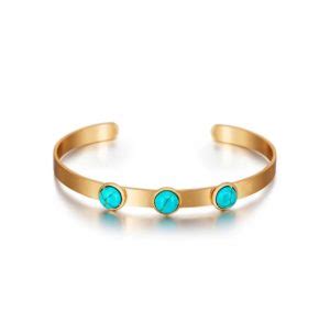 Bracelet Jonc Pierres Turquoise Aimy Bijoux Fantaisie