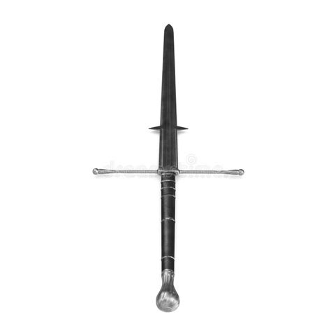 Medieval Double Edged Two Handed Sword On White Background 3d