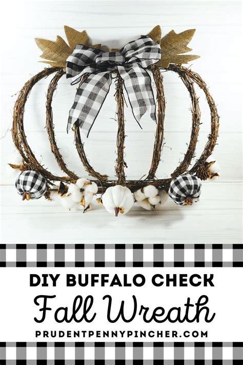 Diy Buffalo Check Pumpkin Fall Wreath Prudent Penny Pincher