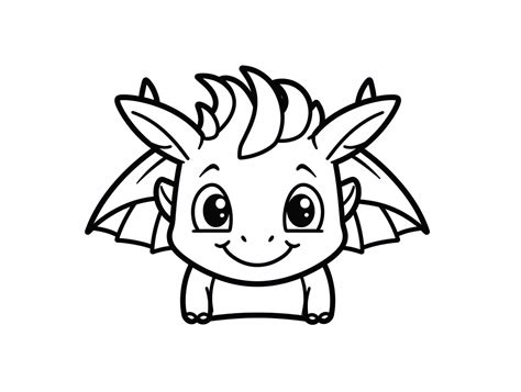 Easy To Color Dragon Design - Coloring Page