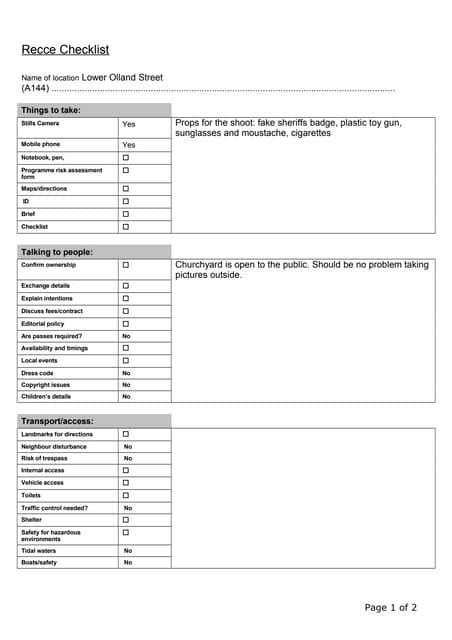 Recce checklist(1) | DOC 
