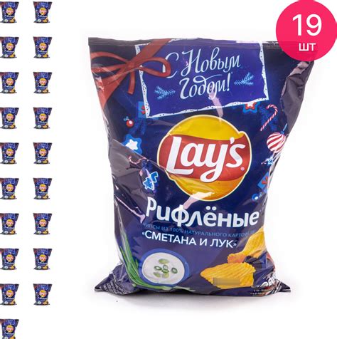 Картофельные чипсы Lay's / Лейс рифленые со вкусом сметаны и лука ...