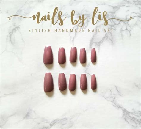 Mauve Nude Press On Nails Faux Nails False Nails Coffin