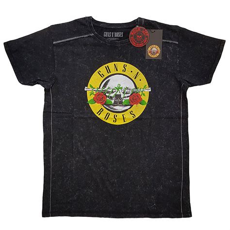 Guns N Roses Tričko Classic Logo Snow Washed Black Pánské Musicwear Trička Mikiny