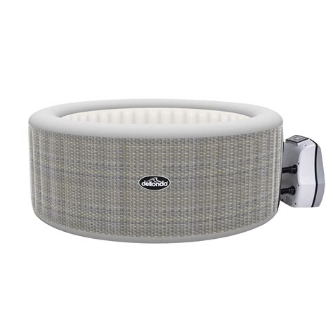 Dellonda DL Person Inflatable Hot Tub Spa Smart Pump Grey Rattan