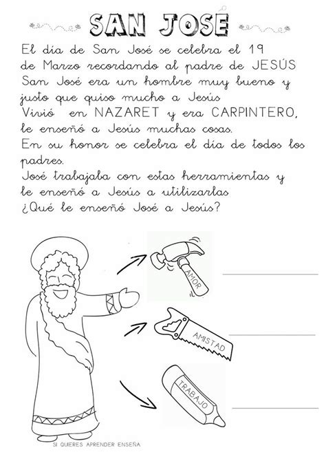 Si quieres aprender ENSEÑA Ficha para SAN JOSÉ San josé Temas de