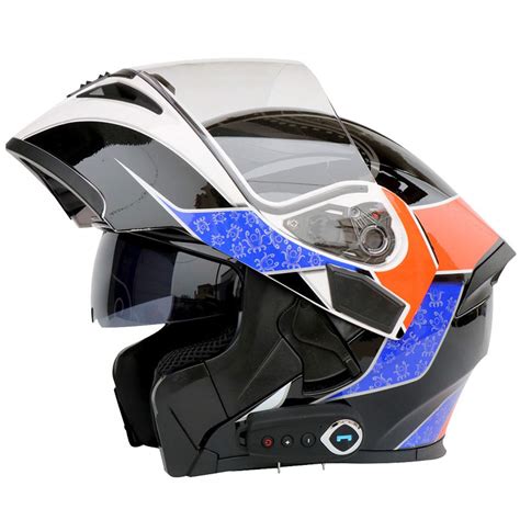 Buy Bluetooth Integrated Motorcycle Modular Flip Up Front Helmet