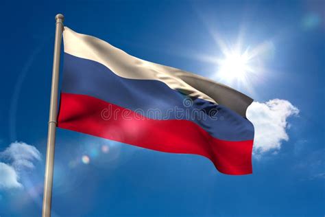 Национальный флаг России на флагштоке Иллюстрация штока - иллюстрации ...