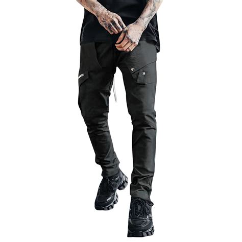 YiHWEI Trendy 2024 Men Cargo Pants Slim Fit Brown Male All Season Fit