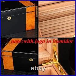 Luxury Cigar Humidor Cedar Wood Piano Finish Glossy Hygrometer Cigars