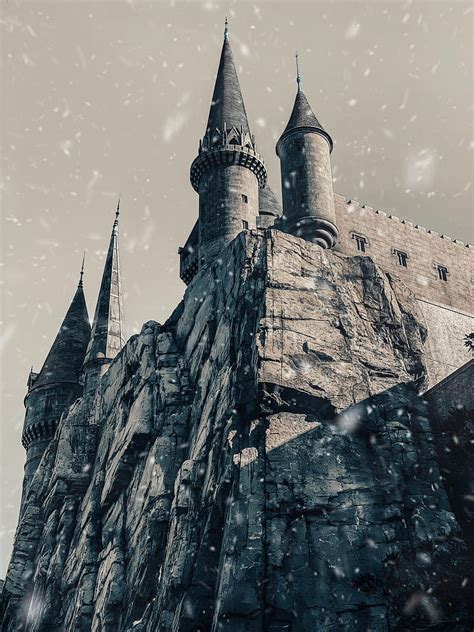 Castle Towers Rock Snow Hd Phone Wallpaper Peakpx