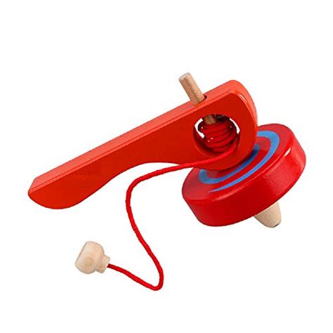 Goodplay Wooden Spinning Top Gyroscope Peg Top With Handle And Pull