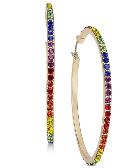 INC International Concepts + Gold-Tone Rainbow Crystal Hoop Earrings