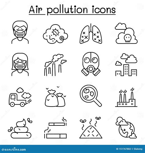 Icono De La Contaminaci N Atmosf Rica Fijado En La L Nea Estilo Fina