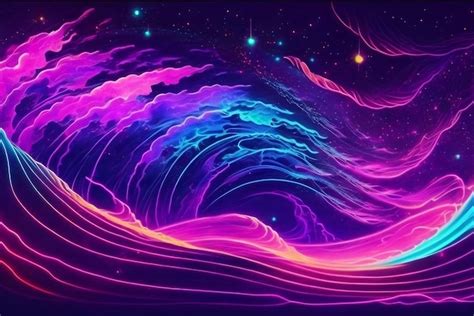 Premium AI Image | Photo a wave a neon effect galaxy sky background ...