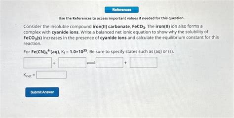 Solved Consider The Insoluble Compound Iron Ii Carbonate