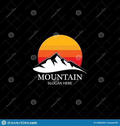 Mountain Sun Logo Design Concept Template Vector Stock Vector