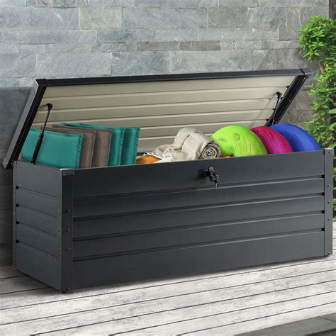 Coffre De Jardin M Tal Gris Anthracite Verrouillable L Id Market