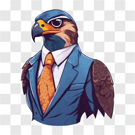 Descarga Águila de dibujos animados con traje azul y corbata naranja