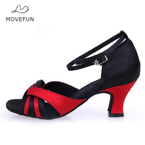 Movefun Nowa Czarna Czerwona Satyna Sk Rzane Buty Do Ta Ca Kobiety