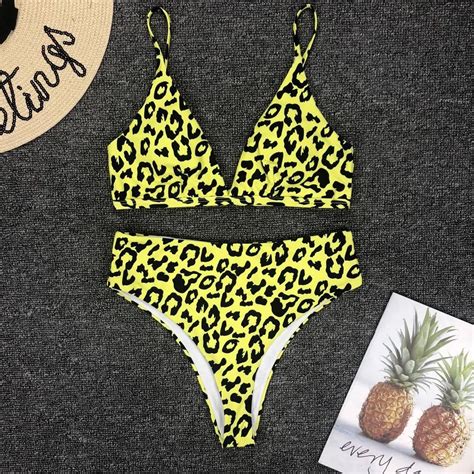 Maillot De Bain Femme 2019 Biquini Bright Yellow Leopard Bikini