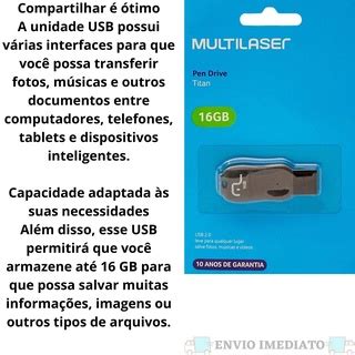 Pendrive Multilaser Titan Pd602 16gb 2 0 Preto Cinza Shopee Brasil