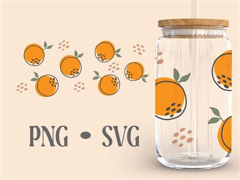 Orange Boho Libbey Can Glass Svg 16 Oz Can Glass Orange Svg Etsy