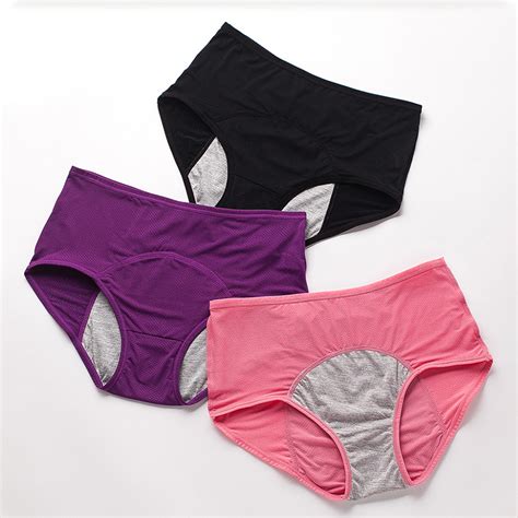 3 Pack Womens Leakproof Period Knickers Cotton Panties Menstrual