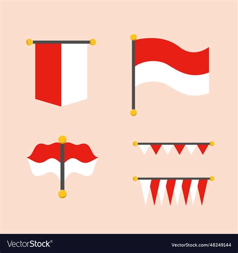 Set Of Indonesian Red And White Flags Royalty Free Vector