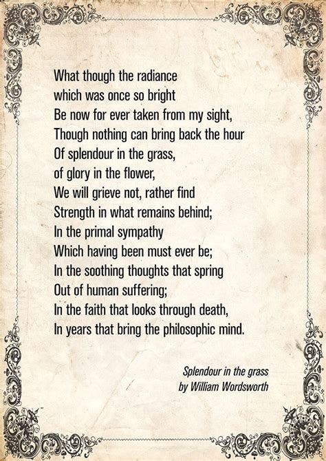 William Wordsworth Poem Splendour In The Grass Etsy Australia