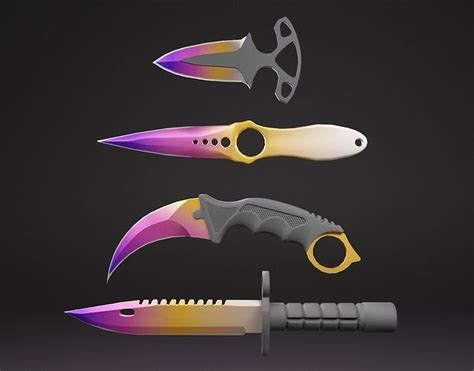 D Model Combat Knives Set Vr Ar Low Poly Cgtrader