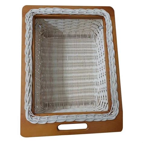 Brown Rectangular Cane Wicker Basket For Kitchen Size 500x350mmlxw