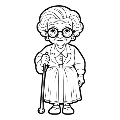 Ilustración en blanco y negro del personaje de la abuela o la abuela