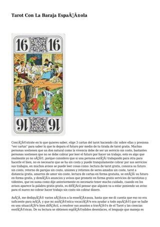 Tarot Con La Baraja Espa Ola Pdf