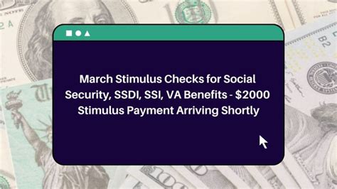 March Stimulus Checks For Social Security SSI SSDI VA Benefits