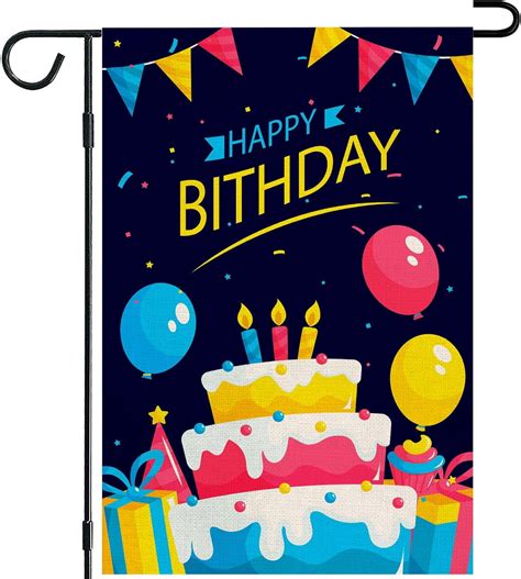 Happy Birthday Garden Flags Gift Party Small Yard Signs Vertical Double