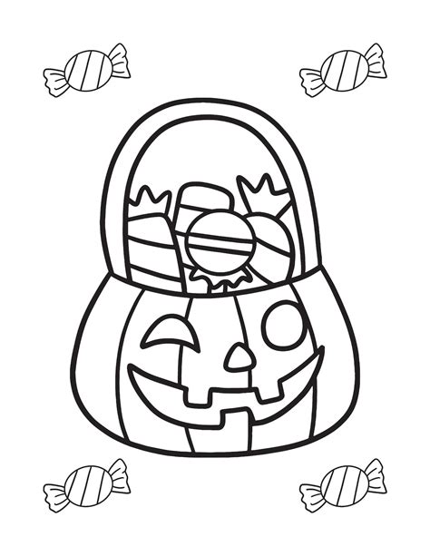 Halloween Candy Basket Coloring Page Instant Download Etsy