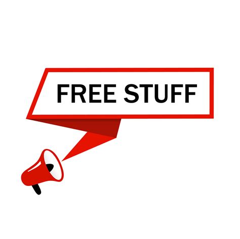 Free stuff. Free stuff banner with megaphone icon. Free stuff text
