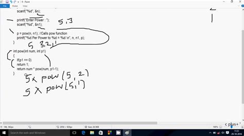 C Program To Find Power Of A Number Using Recursion Youtube