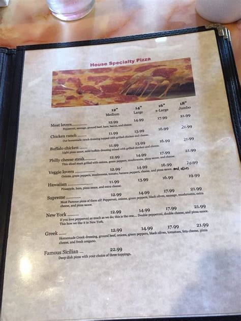 Menu at Ryan's Famous Pizza & Subs pizzeria, Beaufort