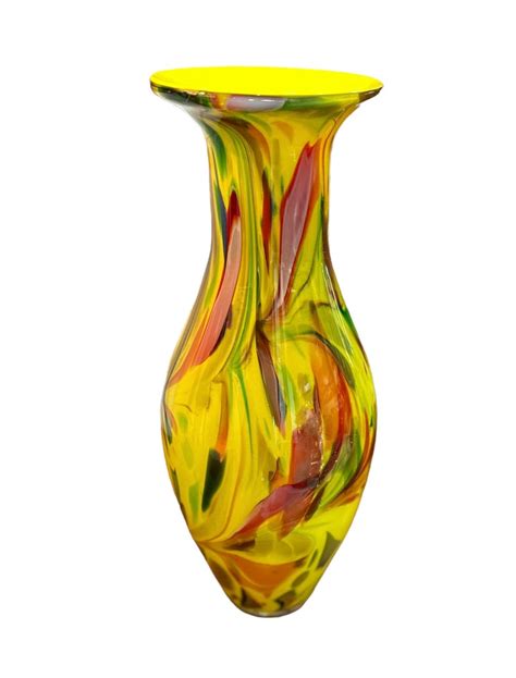 Mid 20th Century Vivid Yellow Art Glass Vase For Sale At 1stdibs