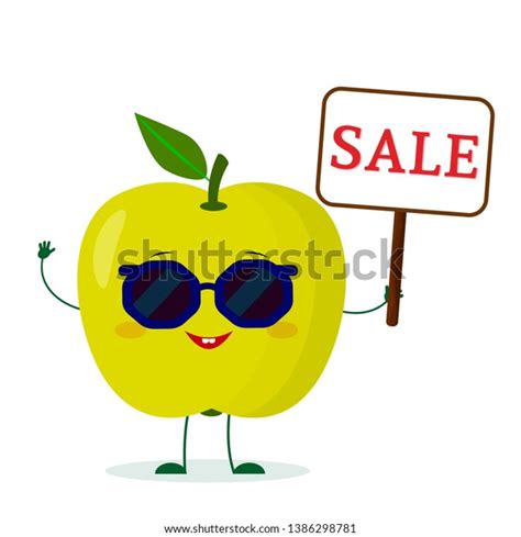 Kawaii Cute Green Apple Fruit Cartoon Stock Vector Royalty Free 1386298781 Shutterstock