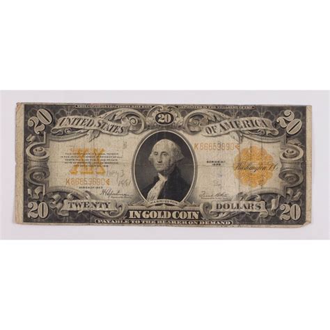 1922 $20 Twenty-Dollar U.S. Gold Certificate Bank Note | Pristine Auction