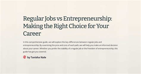 Regular Jobs Vs Entrepreneurship Making The Right Choice For Your Career