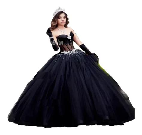 Busca Vestido 15 Anos Debutante Preto Festa Princesa Lindo 20b A Venda