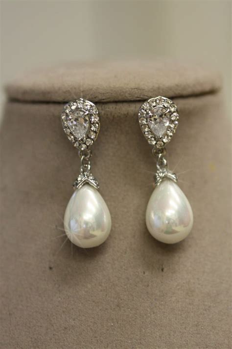 Vintage Style Bridal Pearl Earrings Pearl Earrings Wedding