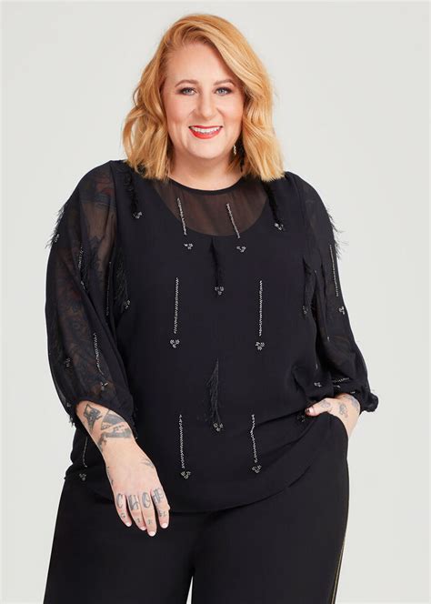 Shop Plus Size Embellished Sheer Blouse In Black Taking Shape Au