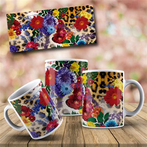 Floral Sublimation Mug Design Flowers Mockup Free Digital Etsy