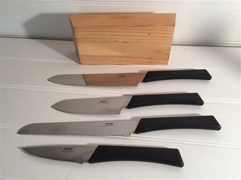 Set 4 Ikea Kitchen Knives Knife Block Wood and 50 similar items